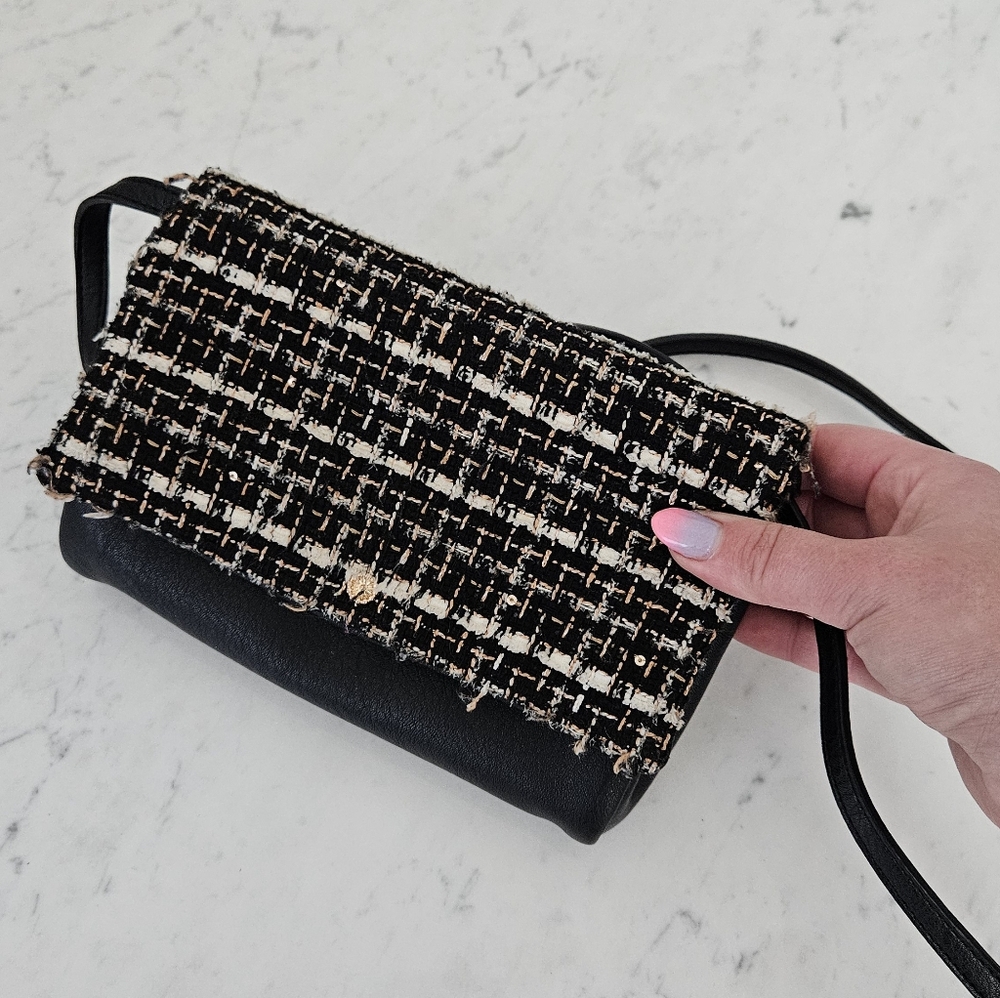 Lauren Conad Crossbody Black, White, Light Pink Tweed Women's bag
